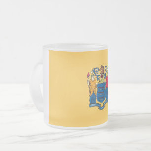 Petite tasse en verre dépoli avec drapeau du New J