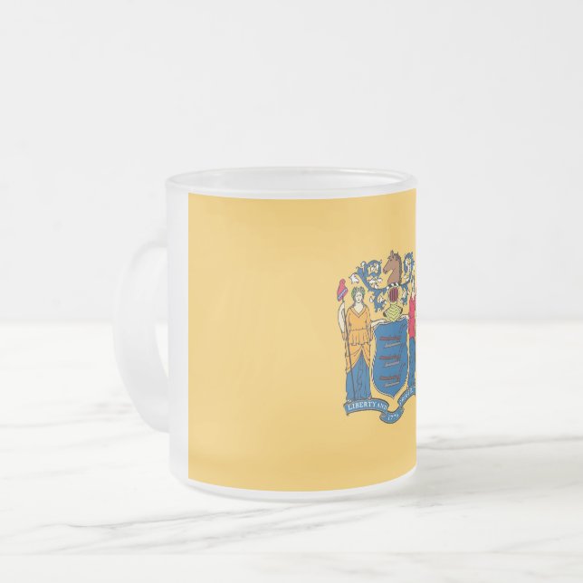Petite tasse en verre dépoli avec drapeau du New J (Devant gauche)