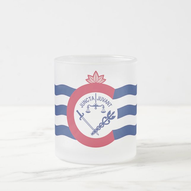 Petite tasse en verre dépoli avec le drapeau de Ci (Centre)