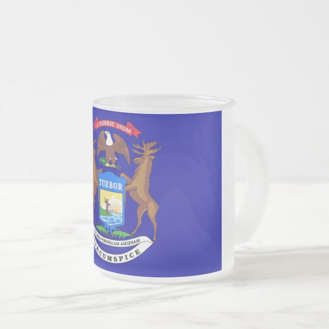 Petite tasse en verre dépoli avec le drapeau du Mi (Devant droit)