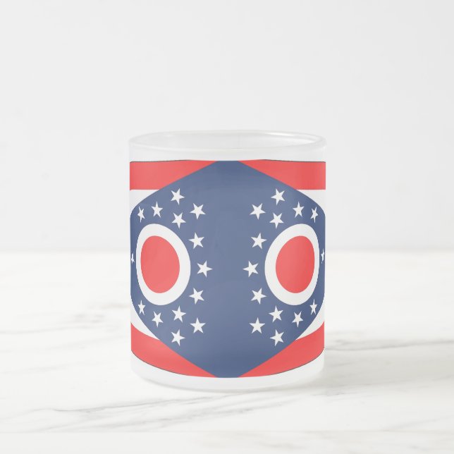 Petite tasse en verre dépoli avec le drapeau Ohio, (Centre)