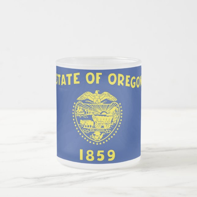 Petite tasse en verre dépoli avec le drapeau Orego (Centre)