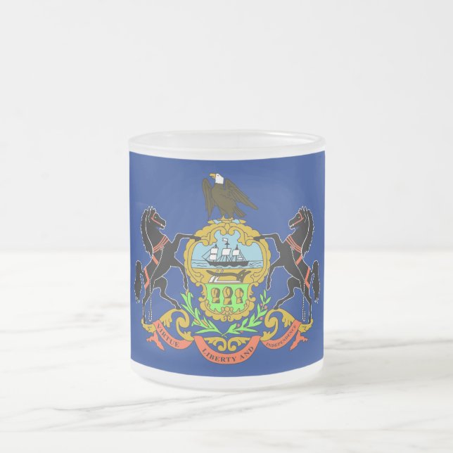 Petite tasse en verre dépoli avec le drapeau Penns (Centre)