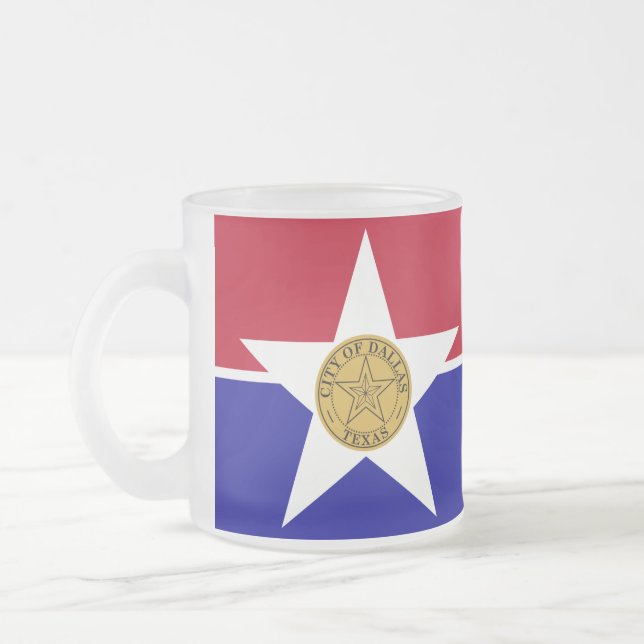 Petite tasse en verre dépoli - drapeau de Dallas (Gauche)