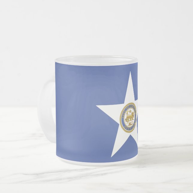 Petite tasse en verre dépoli - drapeau de Houston (Devant gauche)