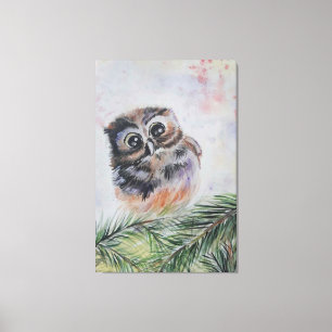 Petite toile de hibou Impression - Peinture aquare