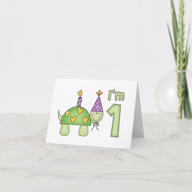 Petite tortue 1er anniversaire Invitation à rempli (Devant)