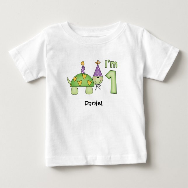 Petite Tortue 1er Anniversaire T-shirt bébé (Devant)