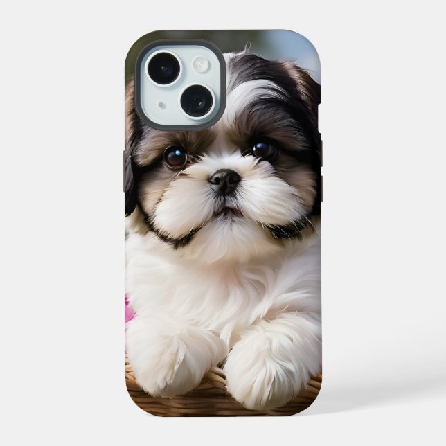 Petite Tzu Chiot Panier Fleurs (Verso)