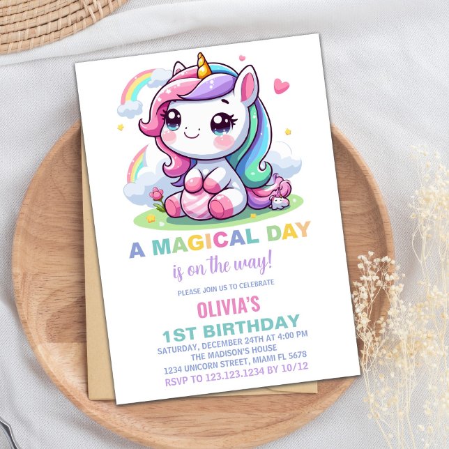 Petite Unicorne Invitations d'anniversaire (Little Unicorn Birthday Invitations)