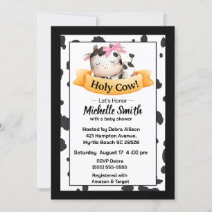Petite vache fille bébé douche Invitations