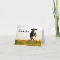 Petite vache Holstein personnalisée Merci Note