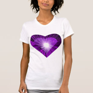 Petite Weiß der lila Herz"Herz" T - Shirt-Damen T-Shirt