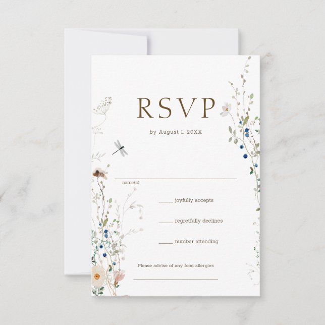Petite Wildblume Wedding RSVP Karte (Vorderseite)