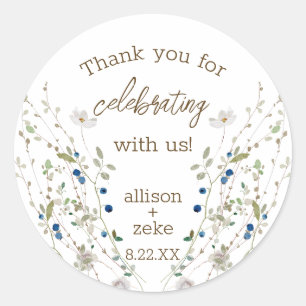 Petite Wildblume Wedding vielen Dank Runder Aufkleber