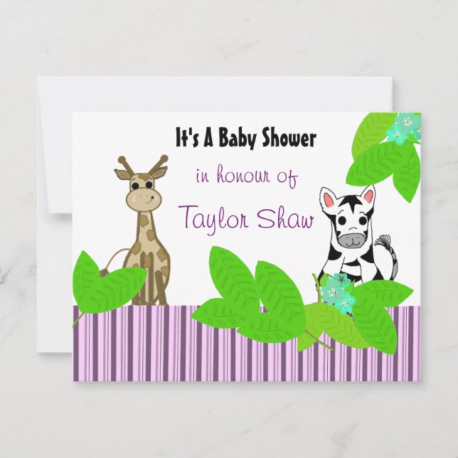 Petite Zèbre et Giraffe Baby shower Invitation (Devant)