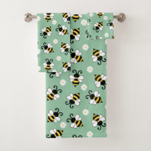 Petites abeilles mignonnes et fleurs marguerites m