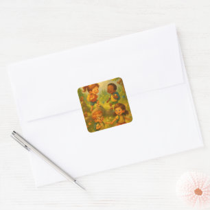 Petites aventures - Sticker Carré pour enfants Ran