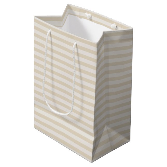 Petites bandes Beige Ivory Élégant Sac Cadeau Moye (Devant Angle)