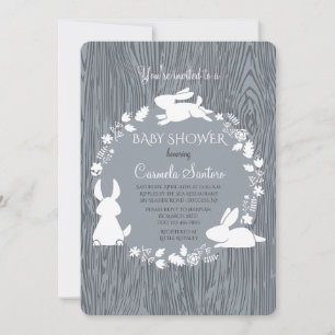 Petites Bunnies Grey Invitation