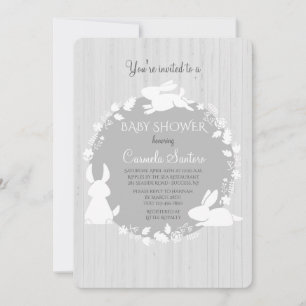 Petites Bunnies Grey Invitation