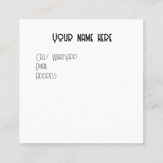 Petites cartes pour votre marque (Dos)