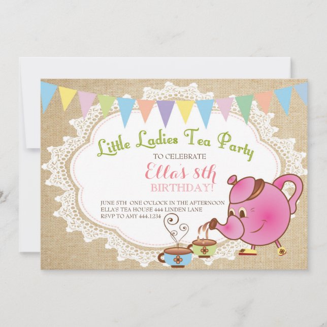 Petites Dames Tea Party Invitations Anniversaire (Devant)