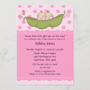 Petites filles jumelles Pea Pod Invitations de dou