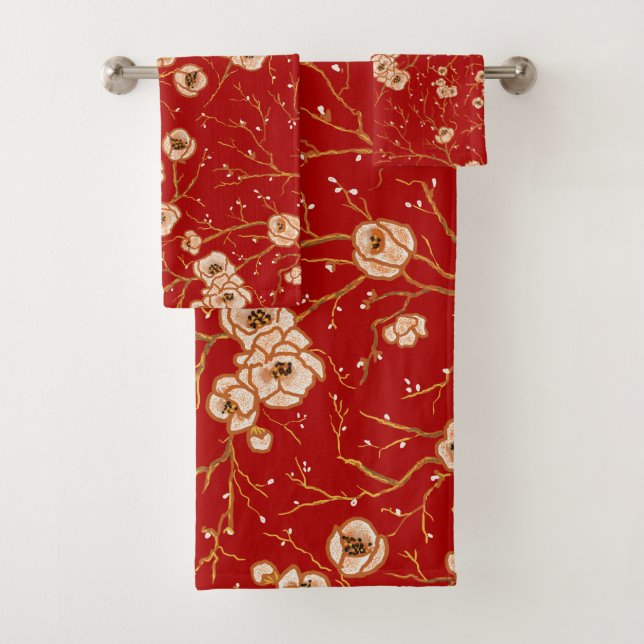 Petites fleurs sur motif rouge (En situation)