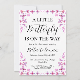 petites invitations à la douche pour bébé papillon