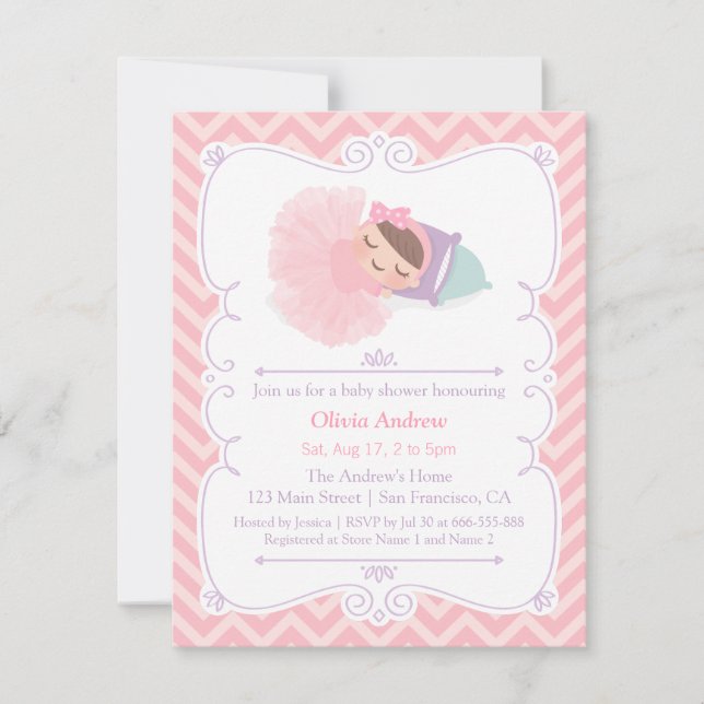 Petites invitations de baby shower de fille de (Devant)
