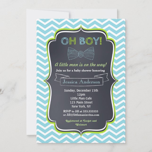 Petites invitations de baby shower d'homme (Devant)