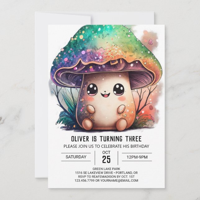 Petits Champignons Anniversaire Invitation (Devant)