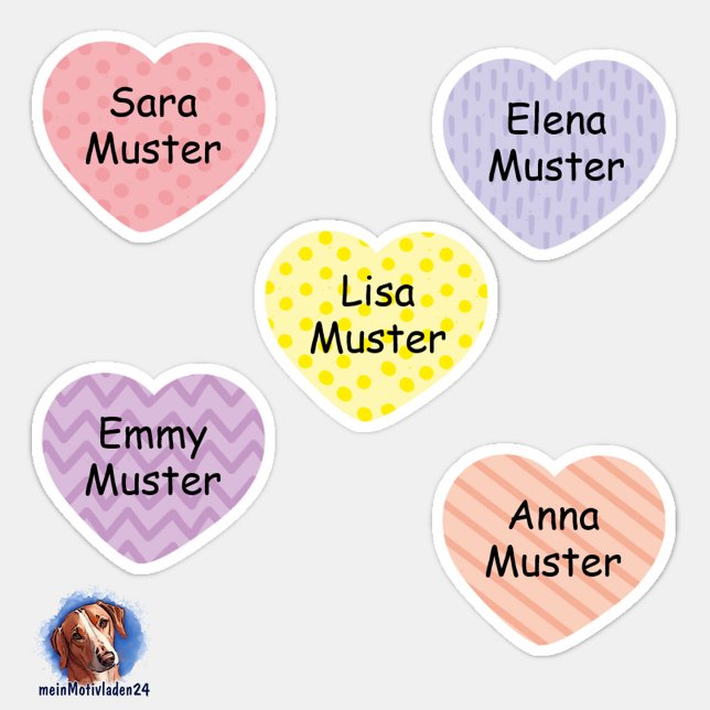 Petits coeurs 2 | Autocollants (Konturgeschnittener Namensaufkleber für Mädchen - Kleine Herzen in Pastellfarben - personalisierbar )
