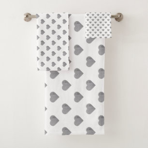 Petits Coeurs Gris Béton Symétrique sur Blanc