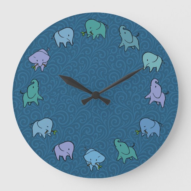Petits éléphants horloge ronde (Recto)