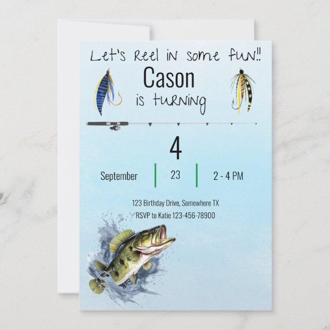 Petits garçons Editable Fishing Party Invitation (Devant)