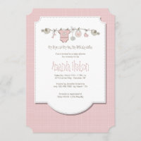 Petits oiseaux Clothesline Invitation