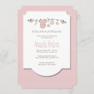 Petits oiseaux Clothesline Invitation