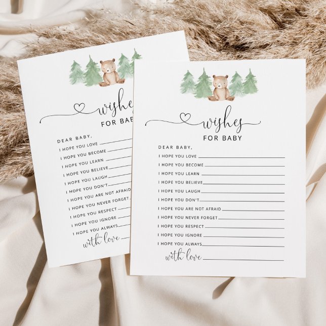 Petits ours en bois souhaits pour carte bébé (Créateur téléchargé)
