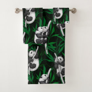 Petits panda sur vert foncé