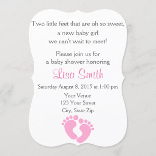 Petits pieds bébé fille douche Invitation