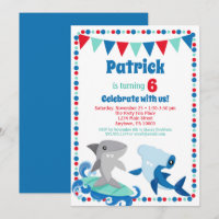 Petits requins Invitation Drôle Anniversaire Fête