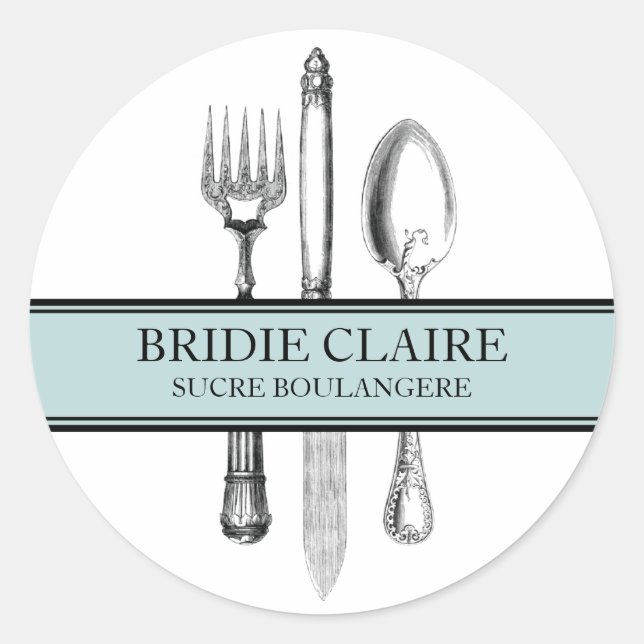Petits Stickers De Cutlerie Rond Élégant (Devant)