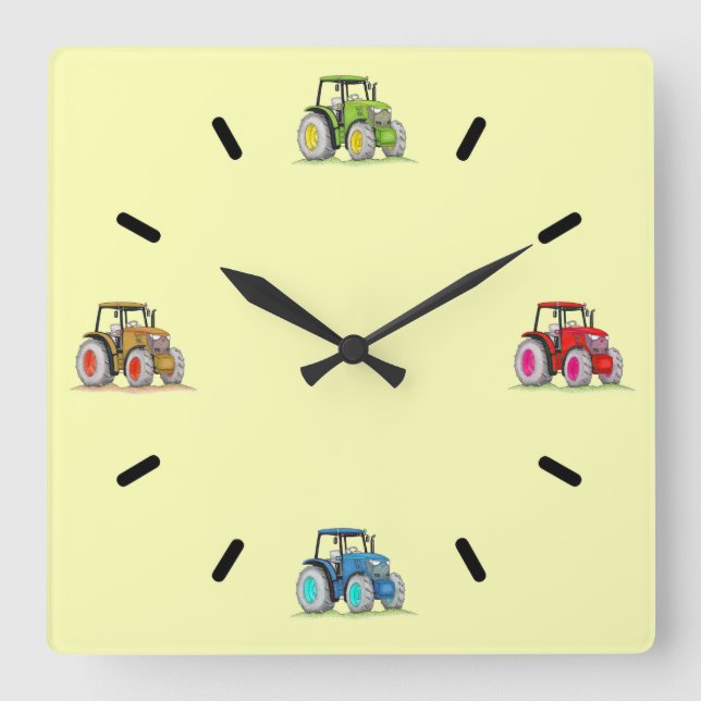 Petits Tracteurs, Horloge Mural Acrylique Citron (Recto)