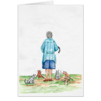 Petits vieille Madame et chats