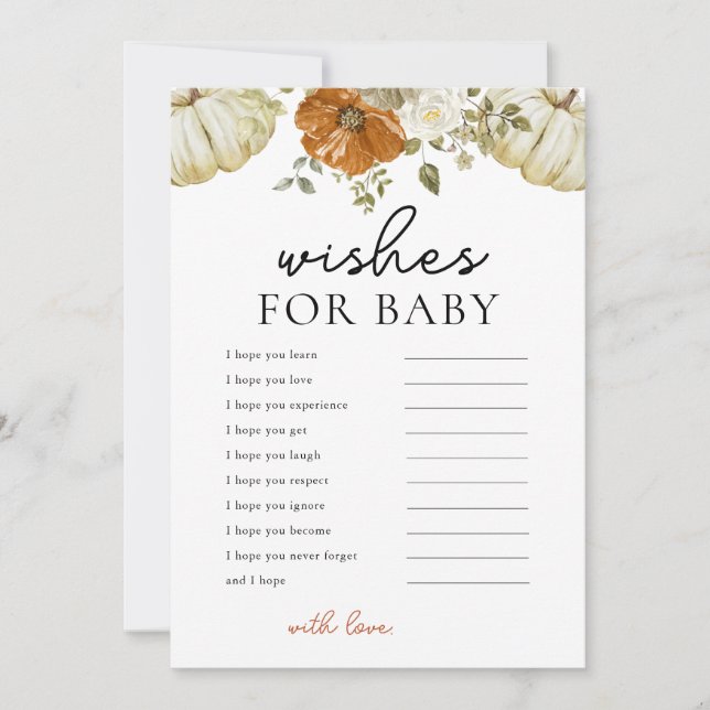 Petits Voeux Citrouilles Pour Carte Baby shower (Devant)