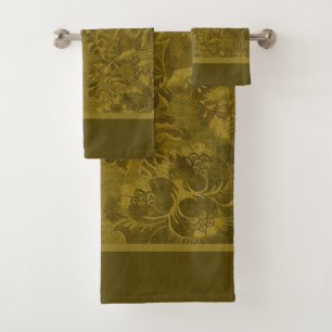 Pétoncle Vert Floral Plumes Damas Bain De Luxe À