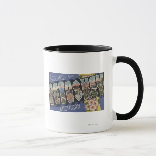 Petoskey, Michigan - Große Buchstabenszenen Tasse (Rechts)