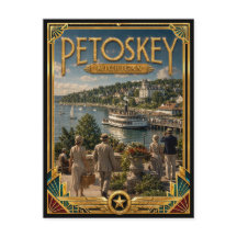 Petoskey Michigan Vintage Art Deco Goldenes Zeital